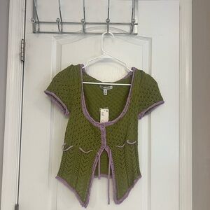 Urban Outfitters Olive and Lavender Knit Top